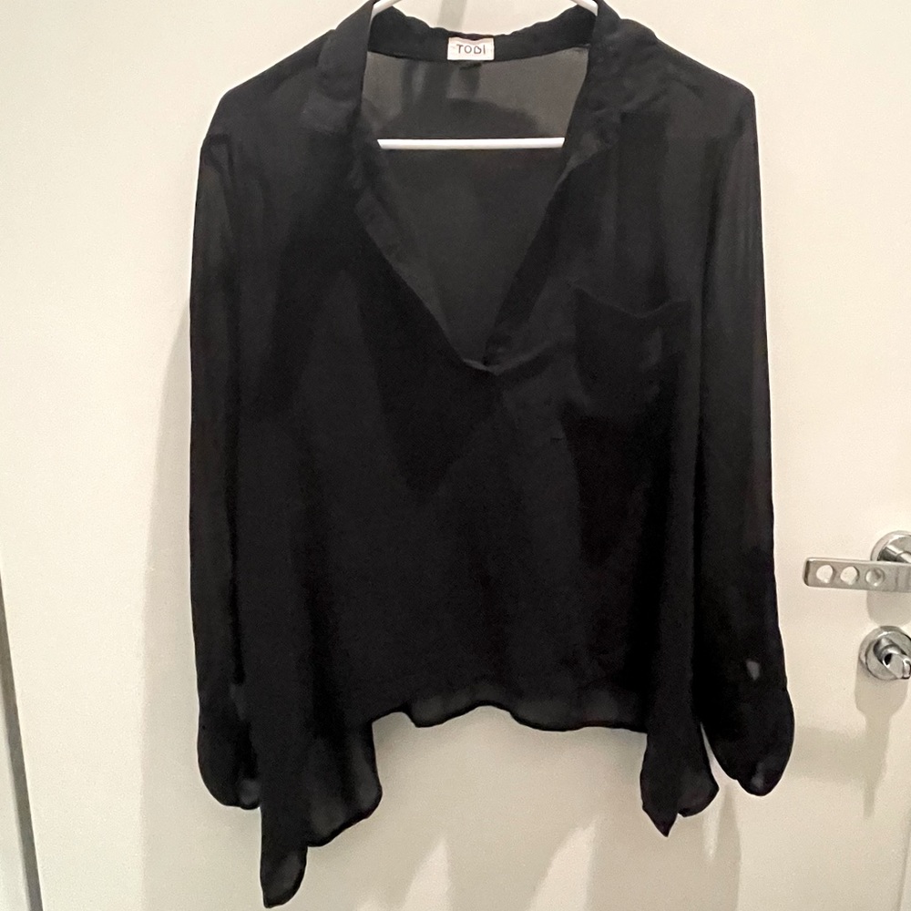 Tobi sheer black blouse - size small